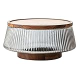 Salatschüssel aus Akazienholz und Glas, großes Obst-Serviertablett mit...