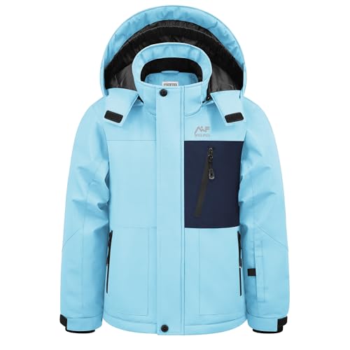 WULFUL Boy's Winter Waterproof Ski Coat Kids Windproof Snow Jacket with Detachable Hood
