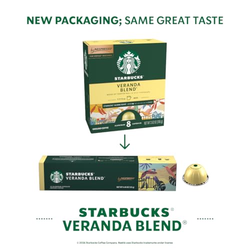 Image of Starbucks by Nespresso Vertuo, Veranda Blend, Blonde Roast Coffee, 30-count Coffee Pods, Brews 7.8 oz.