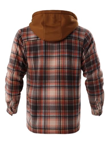 Image of Gary Com Heavy Thick Flannel Plaid Jacket Sherpa Fleece Lined Hoodies for Men Zip Up Winter Warm Coat Zipper Sweatshirt