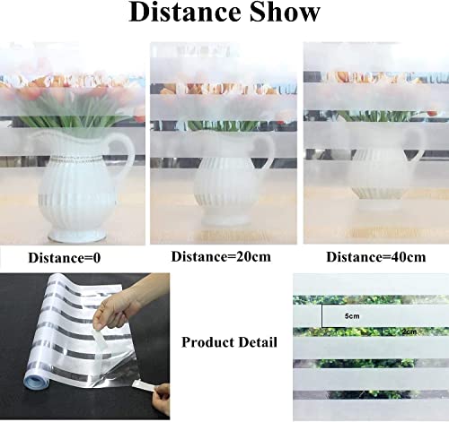 Image of SUNBIRD Window Film Privacy Colorful Window Sticker, Decorative Window Vinyl, Adhesive Home UV Blocking, Heat Insulation Static Cling for Bathroom Office (24 X 100 INCHES, Stripes Frost)