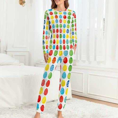 Image of Womens Pajamas Sets 2 Piece Long Sleeve Lounge Set Loose Pants Pj Sets Loungewear with Pockets