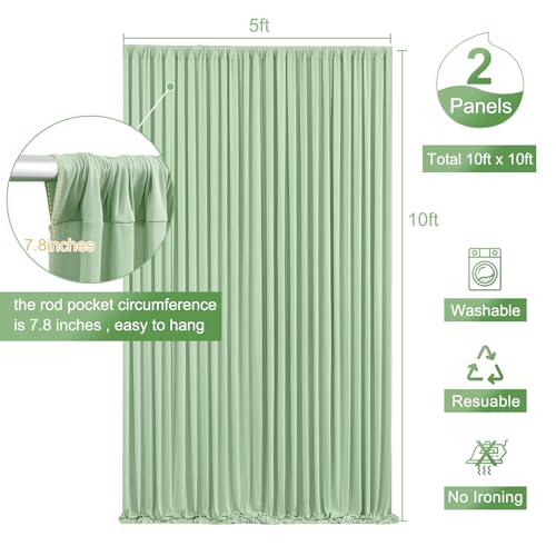 10ft x 10ft Sage Green Backdrop Curtain for Wedding Baby Shower Wrinkle Free Backdrop Drapes Panels for Parties Bridal Shower Birthday Photo Photography Polyester Fabric Background Decoration by Suppromo - Image 5