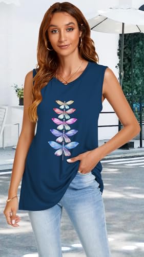 Image of Womens Tank Tops Summer Casual Sleeveless Top Loose Fit Basic Tunic Shirts