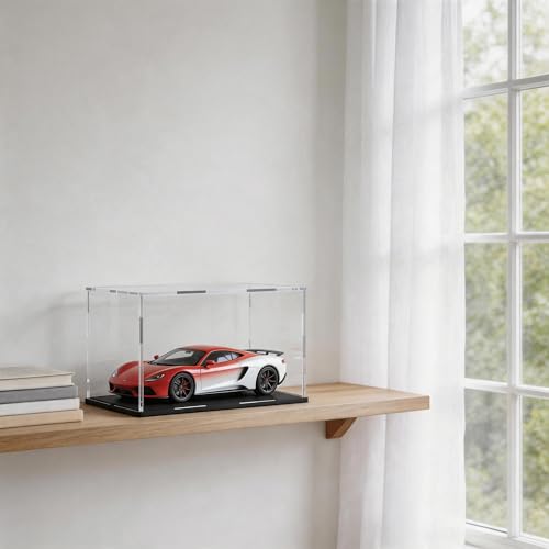 Image of Acrylic Display Case for 1:18 Model Cars, Versatile Clear Acrylic Display Box with Black Base for Diecast Cars