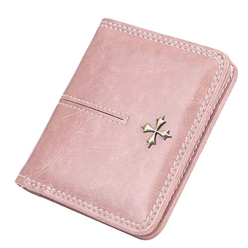 GGOOB Small Leather Wallet Women Y2k Goth Wallet Vintage Bifold Wallet Women Mini Coquette Cash Wallet with Coin Pouch (Pink-Style 2,Mini)