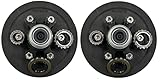 2-Pk 12 in. x 2 Trailer Brake Hub Drum Kit w/Bearings Seal Cap Lugs (6 on 5.5)