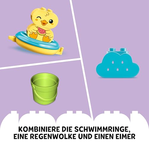 LEGO DUPLO Badewannenspaß: Schwimmender Tierzug - Badespielzeug für Kleinkinder - Motorikspielzeug für Jungen und Mädchen ab 1 Jahr - mit Nilpferd, Ente und Eisbär Minifiguren - Kinder Geschenk 10965