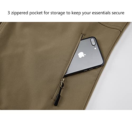 Willit Men's Golf Vest Lightweight Fleece Lined Vest Softshell Outerwear Sleeveless Jacket For Hiking Runing Causal Khaki L #TOP4