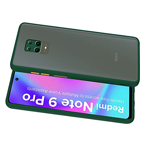 Image of Matte Finish Shockproof Hard Back and Side Soft Smoke Back Case Cover for Mi Redmi Note 9 Pro /Redmi Note 9 Pro Max /Poco M2 Pro - Green