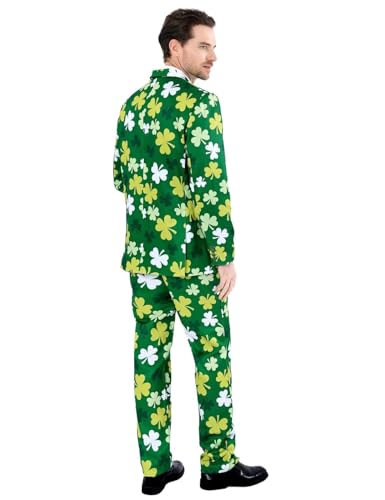 Men's 3-Piece Party Print Suits, Two Button Jacket & Pants & Tie3