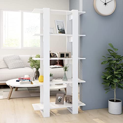 Xichuzi Estantería/Divisor de Espacio, Libreria Estanteria, Estanteria Libros, Estanteria Alta, Estanteria Escalera, Estanterias Habitacion, aglomerado Blanco 80x30x160 cm