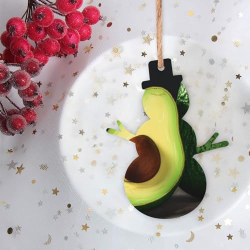 Image of 2 PCS Wooden Christmas Ornaments Set Half Cut Avocado Pieces Wooden Carved Hanging Craft Decorations for Winter Rustic Farmhouse Holiday Xmas Tree Decoration Gift Party Favors