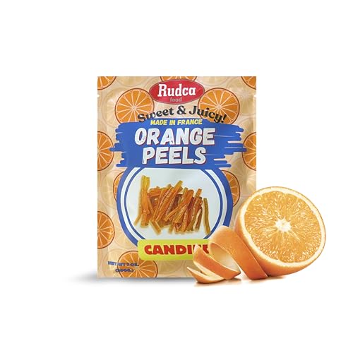 Rudca Food Premium Candied Wet Orange Strips - Ready-to-Eat or Cook, French Gourmet Treat, 7oz Pack