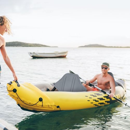 Image of Lewtemi 2 /4 Pack Padded Kayak Seat Fishing Boat Seat with Storage Bag 8 Fixed D Rings Screws Detachable Paddle Board Canoe Chair with Adjustable Back Strap for Summer Canoe Universal Sit