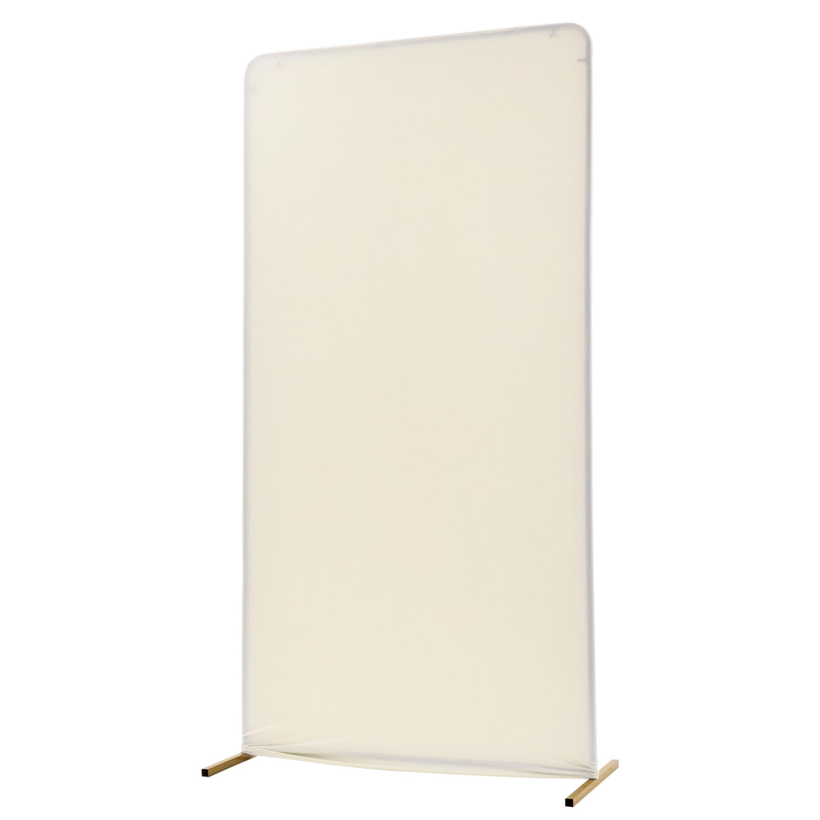 OUKANING Hochzeitsbogen Gestell 1x2m, Aus Eisen Und Elastischer Stoff, Metallbogen Rectangle, Bogen Für Hochzeit, Partys, Dekorativer Hintergrund (Gold Halterung+beige Abdeckung)