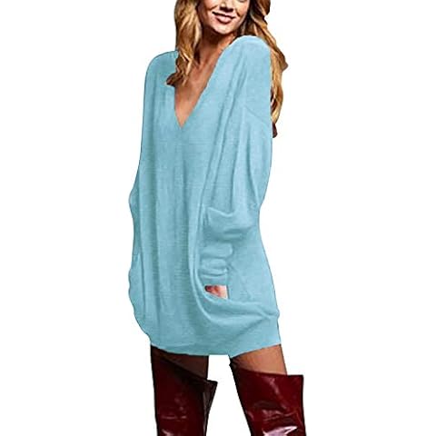 ZANZEA Women's Loose V-Neck Jumper Tunic Cover