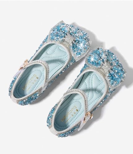 Toddler Girls Princess Dress Shoes Rhinestone Mary Janes Ballerina Ballet Flats with Bow for Wedding Party School4