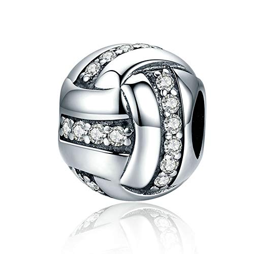 Charm a forma di palla da pallavolo in argento Sterling 925, idea regalo per compleanni, per braccialetti Pandora