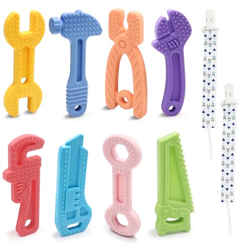 Image of Baby Teething Toys, Silicone Teethers for Babies 0-6 Months 6-12 Months Newborn Babies Chew Toys BPA Free Cute Saw Set - 10 Pack