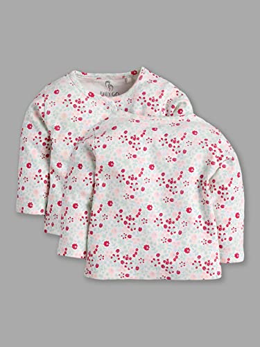 Image of Baby GO Baby Boys & Baby Girls 100% Cotton Full Sleeve Front Open T-Shirt Pack of 3 | Soft Breathable Infant Clothing with Snap Buttons | Printed Newborn Baby Wear Daily Use