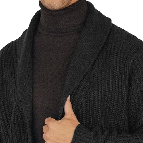 Mens Ribbed Winter Cardigan Sweaters Long Sleeve Casual V Neck Outerwear Button Down Knitted Sweater with Pockets4