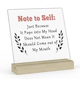 Humorous Office Desk Plaque - Sarcastic Acrylic Sign For Coworkers, Managers, 10 X 10 X 1.5 Cm, Burnt Wood Base