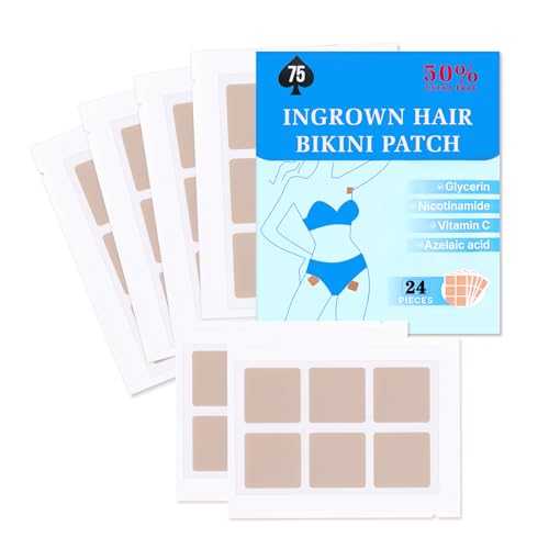 Ingrown Hair Treatment Patch 24 Pcs Razor Bump Treatment for Bikini Area Smooth-Feeling Non-Irritating Formula Ingrown Hair Pads & Pubic Hair Cyst Treatment for Women & Men