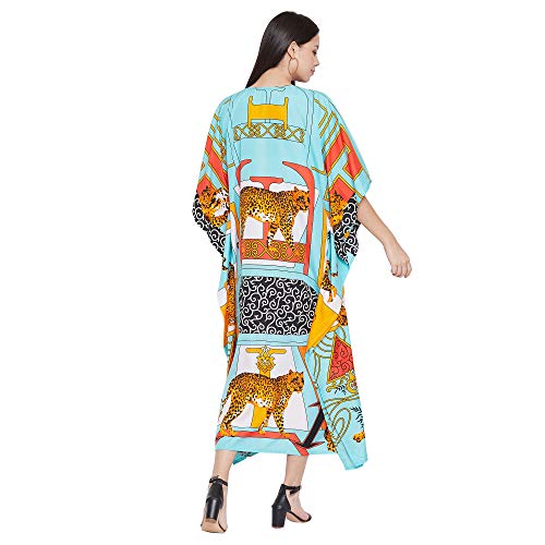 Image of Oussum Women Plus Size Kaftan Kimono Loose Maxi summer dresses for women Beach 3 /4 Sleeve Casual lounge dress Boho