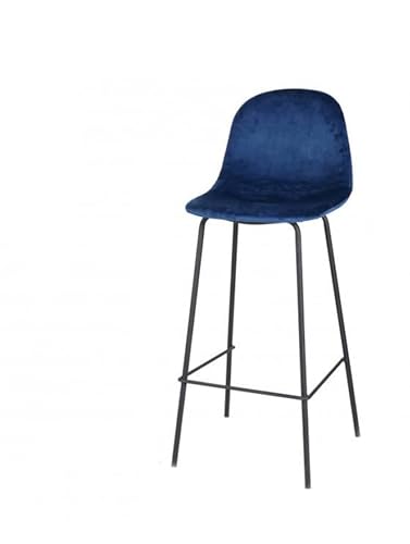 IMA Sgabello da bar in con piede in metallo 47 x 43 x cm velluto blu nero