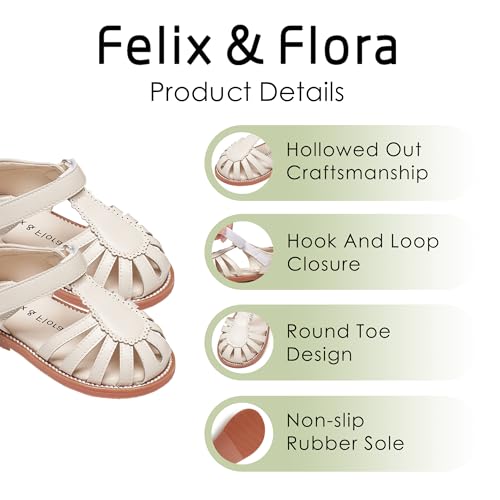Image of Felix & Flora Toddler Girls Sandals Flower Girl Shoes Soft Rubber Princess Flat Shoes
