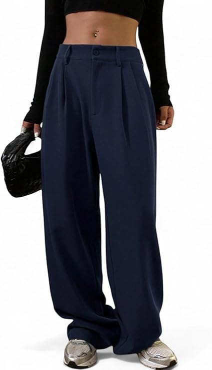 Image of OOMPH! Women's High-Waisted Pant | Wide Leg Trousers | Korean Style Stretchable Trouser