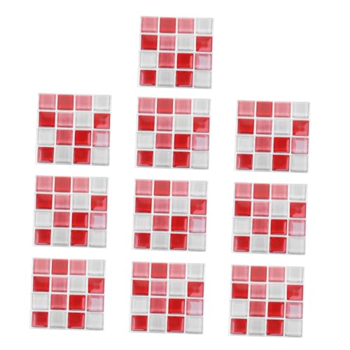 DIYEAH 10 Piezas pegatinas de pared de mosaico decoración temporario teja pegatinas adhesivas revestimiento de pared adhesivo mosaico decorativo calcomanías de mosaico de bricolaje rojo