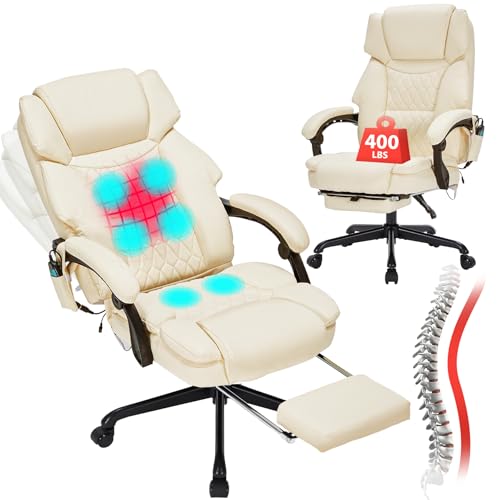 Massage Office Chair with Foot Rest 6 Points Vibration and...