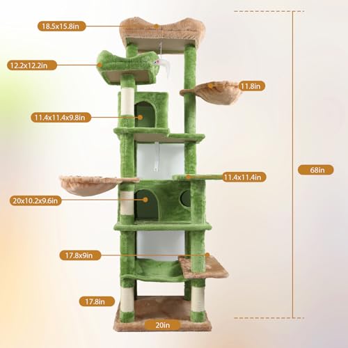 Torre para gatos de 68 pulgadas con rascadores y hamacas miniatura 2