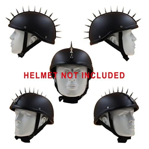 MARSKELETON Marskeleton Punk Mohawk Adhesive PU Leather Strip with Metal Bullet Cone Spikes Studs for Helmet (Silver Studs #01) by MARSKELETON - Image 5