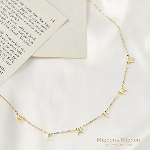 MignonandMignon Personalized Your Name Necklaces for Mom Women Multiple Initial Sideways Charm Custom Jewelry Minimalist Friendship Gift -RIN