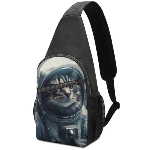 Astronaut Cat Mochila cruzada ligera para senderismo miniatura 1