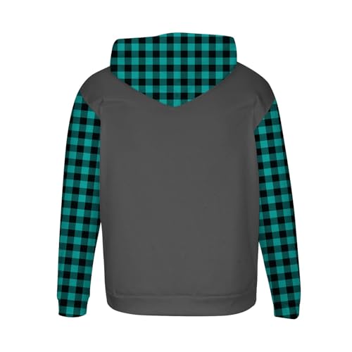 Color Block Sweatshirt Men Casual Plaid Long Sleeve Loose Pullover Warm Fleece Soft Basic Hooded Fall Trendy 2025 Tops3