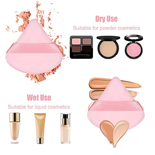 Pimoys 4 Pieces Powder Puff Face Triangle Makeup Sponge For Loose Powder Cosmetic Foundation Sponge Soft Setting Powder Puff Beauty Blender Wet Dry Makeup Tool, Pink #TOP2