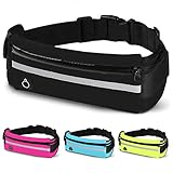 DORNNA® Riñonera Running para Hombre y Mujer, Riñonera Impermeable Deportiva o Viaje, Cinturón Elástico y Ajustable, Brazalete Gratis de Regalo. (Negro y Brazalete)