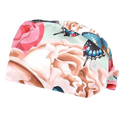 Casquette pour hommes femmes anti-sueur avec motif papillon rose lot de 2
