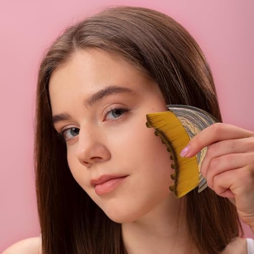 Image of LABROS Lymphatic Contour Face Brush, Manual Lymphatic Drainage Massager, Natural Makeup Brushes with Durable Soft Bristles, Hypoallergenic Ergonomic Facial Cleansing Brush for Sculpting Salon and home (Blue)