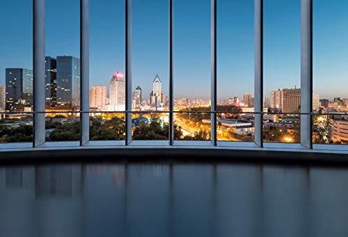 8x6ft Office Backdrop Window City View Photography Background Modern Buildings Cityscape Backdrop City Night Scene Wallpaper Decorations Background