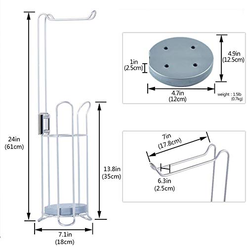 Free Standing Toilet Paper Roll Holder with Weight Bearing Bathroom Toilet Tissue Paper Roll Holder Stand for Bathroom/Toilet Storage - Thumbnail 4