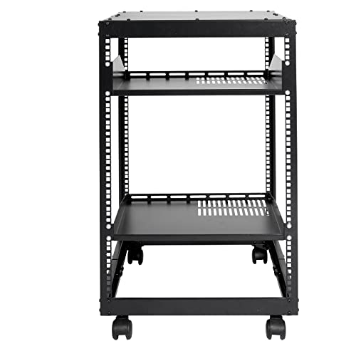 VEVOR 15U Open Frame Server Rack, 23-40 in Adjustable Depth, Free Standing or Wall Mount Network Server Rack, 4 Post AV Rack with Casters, Holds All Your Networking IT Equipment AV Gear Router Modem by VEVOR - Image 9