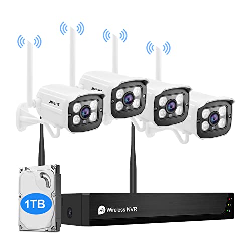 Wireless Security Camera System with Two Way Audio/1TB Hard Drive,Complete Surveillance Systems with Full HD 8CH NVR 4Pcs 1080P,Plug&Play,Night Vision,Motion Alert,WiFi NVR System for Home Outdoor