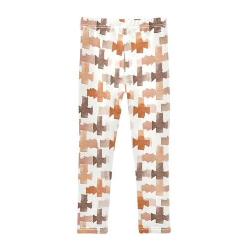 KLL Brown Houndstooth Toddler Baby Girl Athletic Leggings Stretch High Waisted Activewear Sports2