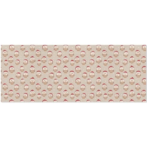 OTVEE Cartoon Owls in Santa Hats Design Birthday Wrapping Paper Roll, Mini Roll Gift Wrap Perfect fo