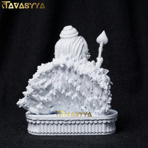 Image of Lord Murugan Idol | Bal Kartikeya /Skanda /Subrahmanya Swamy Statue with Peacock | for Mandir, Car Dashboard, Home Temple, Office Desk & Home Decor & Spiritual Gifting (Matte White)